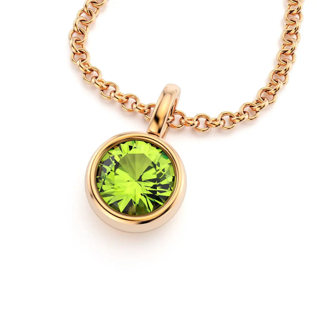 pendentif byzance pour femme en or rose avec peridot rond
