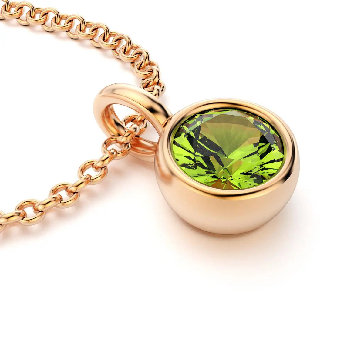 pendentif byzance pour femme en or rose avec peridot rond