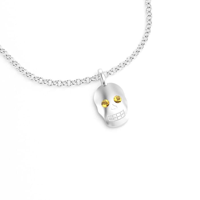 Pendentif Skull en argent et citrine
