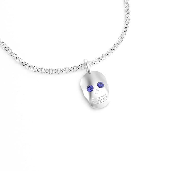 Pendentif Skull en argent et iolites