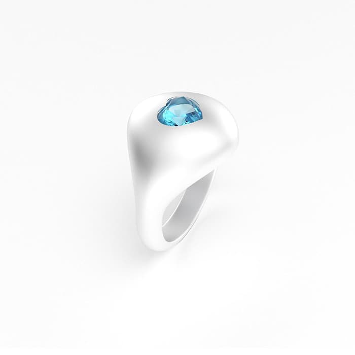 Bague Cuore en argent et topaze bleue