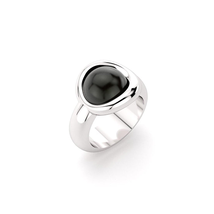 Bague Camille en argent 950 et agate noire