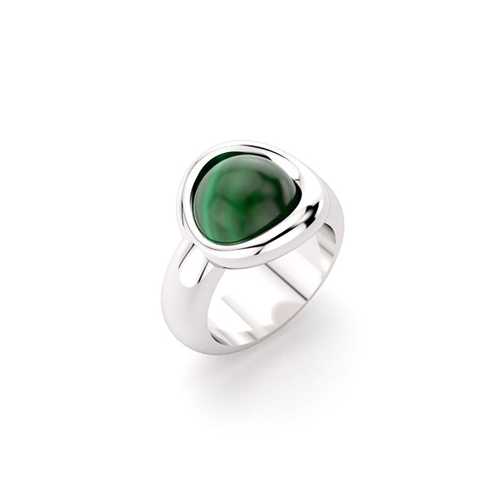 Bague Camille en argent 950 et malachite