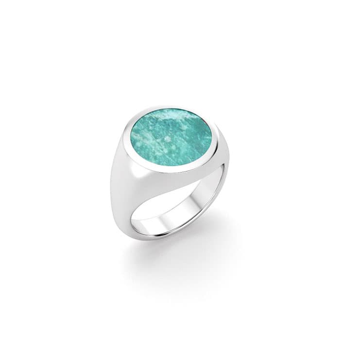 Bague Noé en argent 950 avec Amazonite cabochon plat