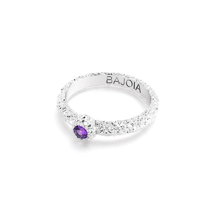 Bague santorin or blanc et saphir violet