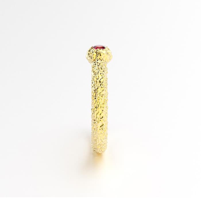 Bague santorin or jaune et rubis