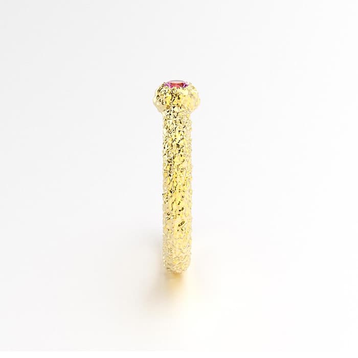 Bague santorin or jaune et saphir rose