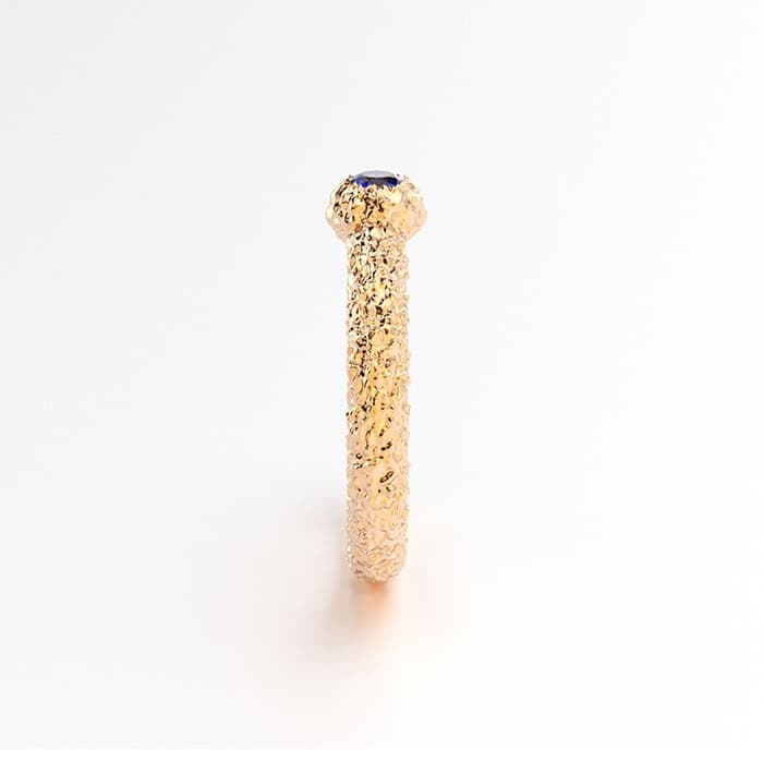 Bague santorin or rose et saphir bleu