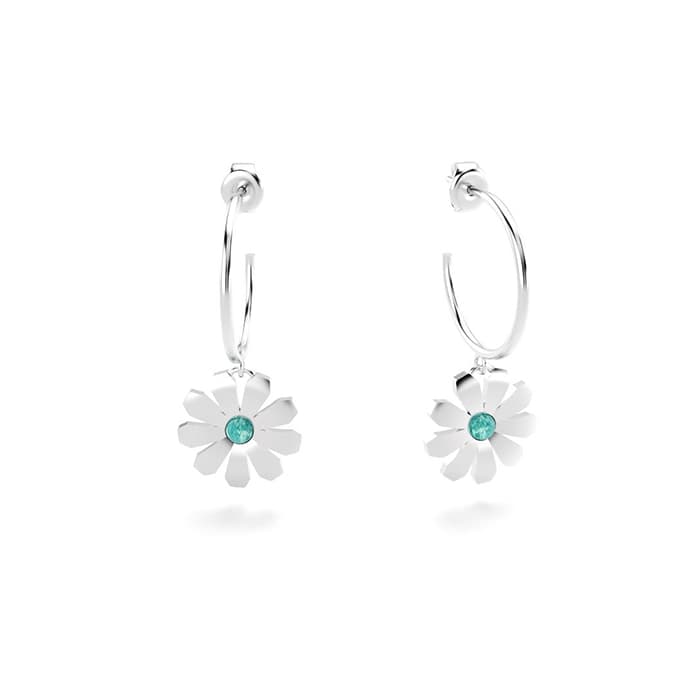 Boucles d'oreilles paquerettes en argent et amazonites