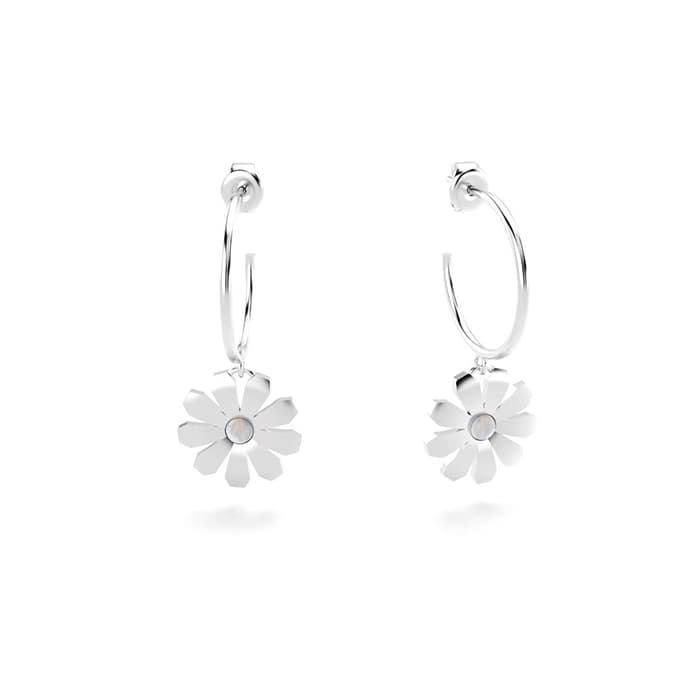 Boucles d'oreilles paquerettes en argent et nacres blanches