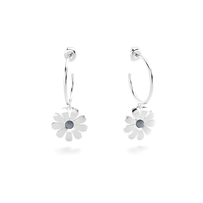 Boucles d'oreilles paquerettes en argent et nacres grises