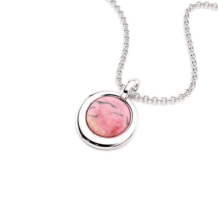Collier Camille rhodonite avec chaîne en argent 925