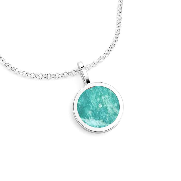 Collier Noé cabochon plat Amazonite avec chaîne en argent 925