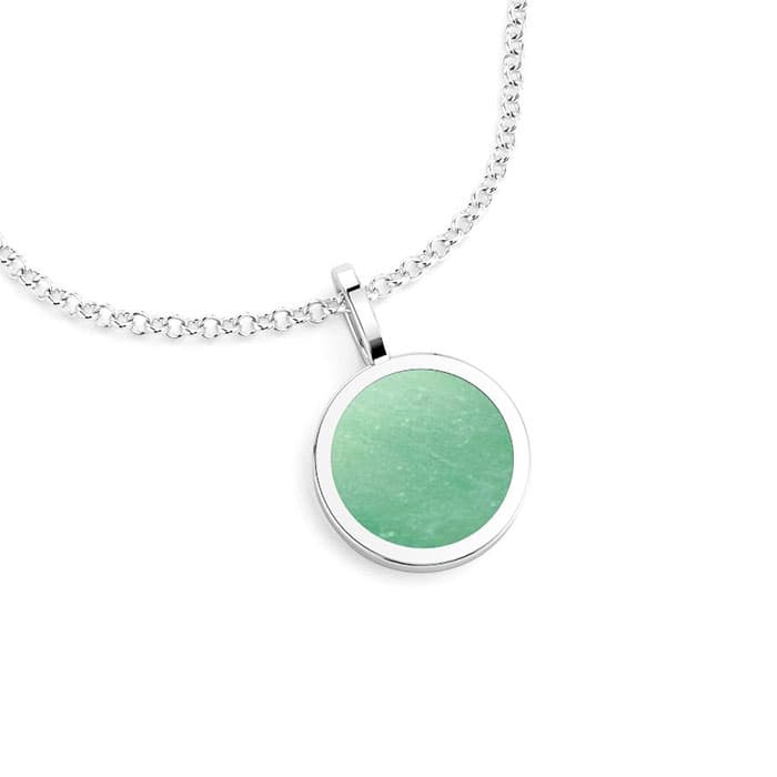 Collier Noé cabochon plat Aventurine avec chaîne en argent 925