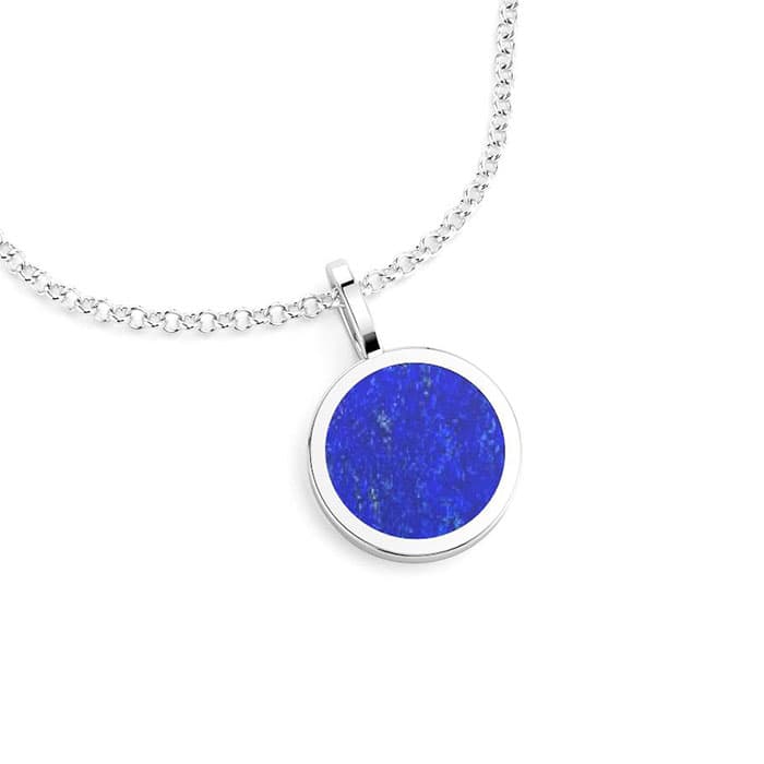 Collier Noé cabochon plat Lapis lazuli avec chaîne en argent 925