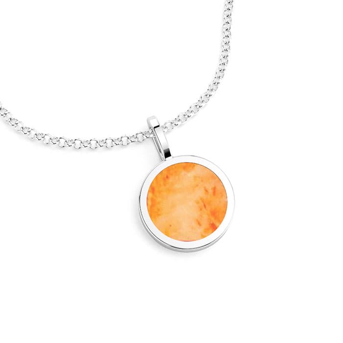 Collier Noé cabochon plat Pierre de soleil avec chaîne en argent 925