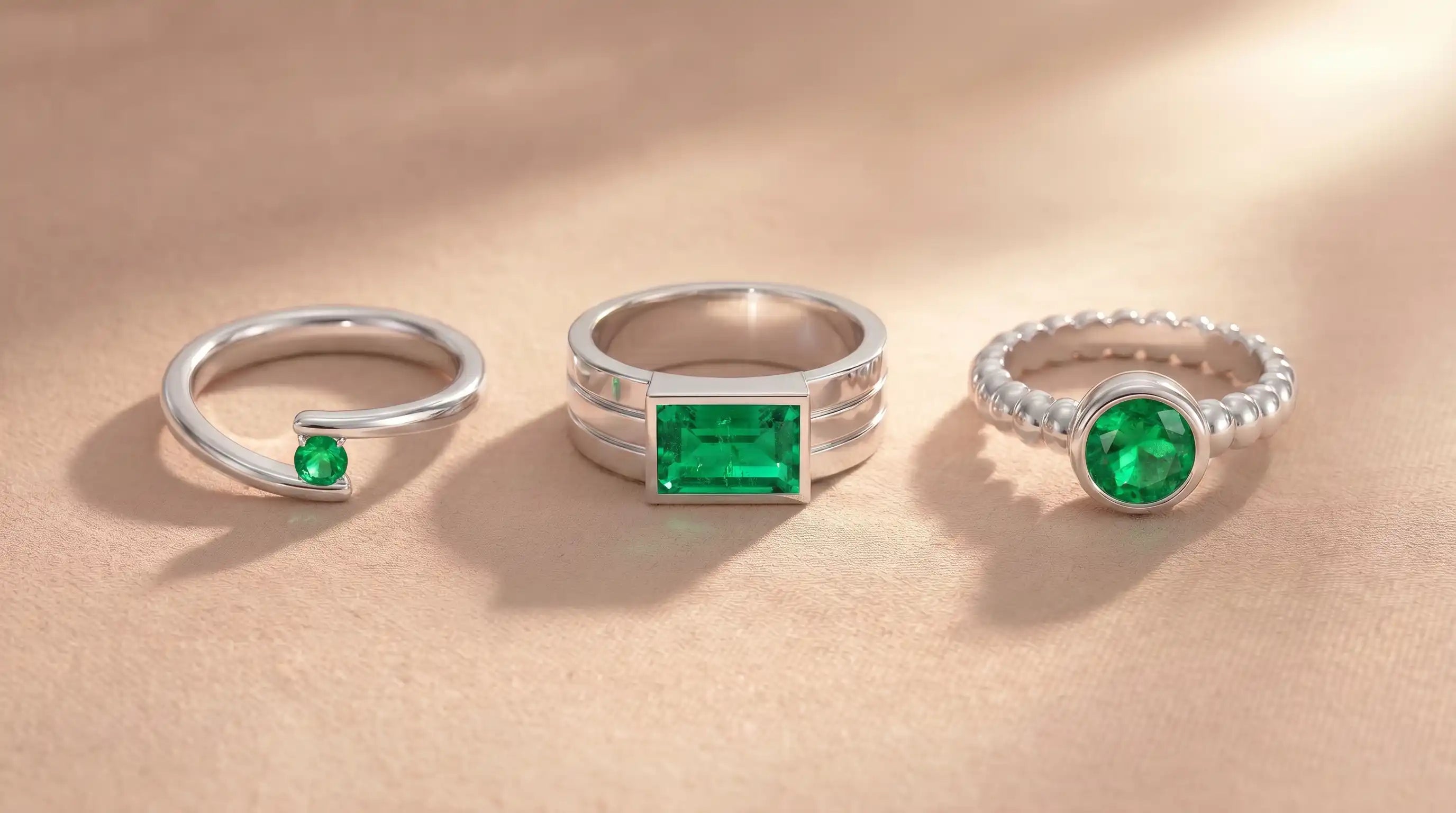 Émeraude verte taille émeraude, pierre précieuse de qualité AAA — atelier Bajoia, Sèvres