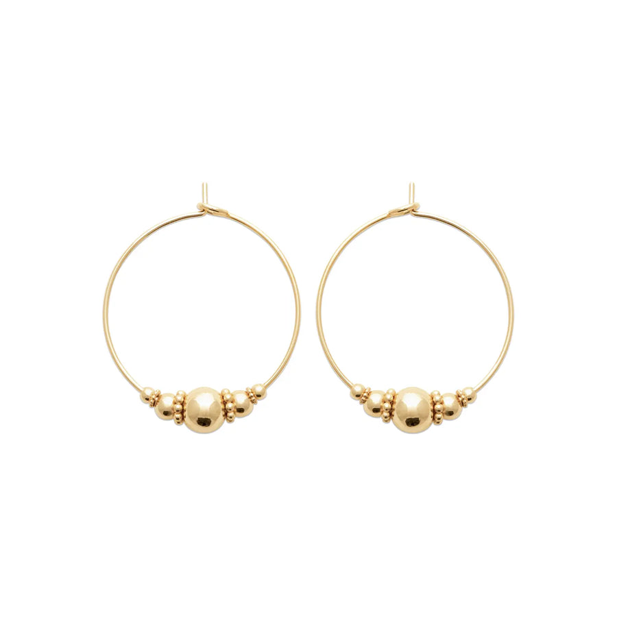 Boucles d’oreilles créoles plaqué or 18 carats, vue de face