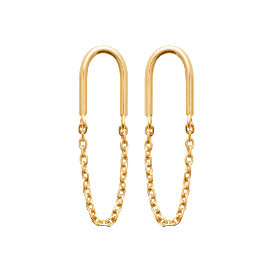 Boucles d’oreilles pendantes avec chaînette plaqué or 18 carats, vue de face
