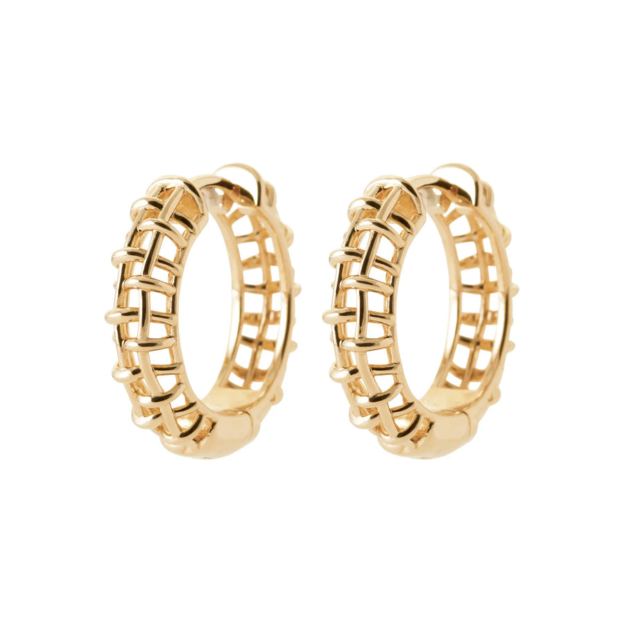 Boucles d’oreilles créoles tressées - Plaqué or 18 carats, vue de face