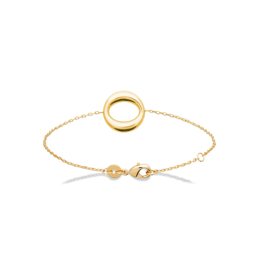 Bracelet chaîne fine et anneau en plaqué or, vue de face