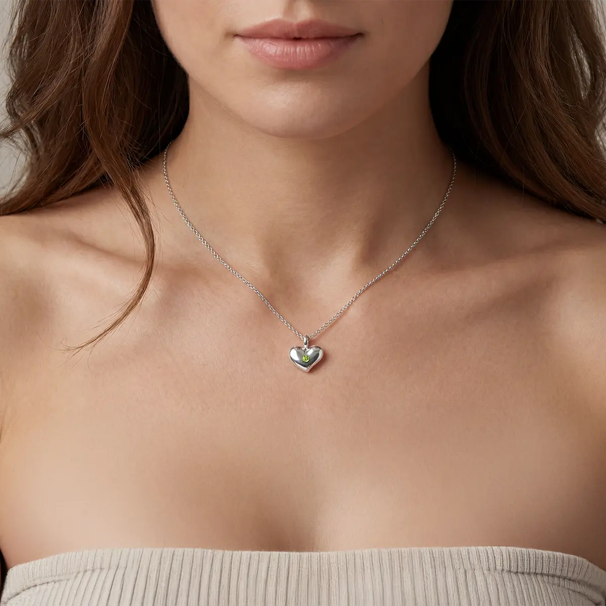 Collier Cœur Volupté en Argent 950 & Pierre au Choix - L'Écrin de vos Émotions