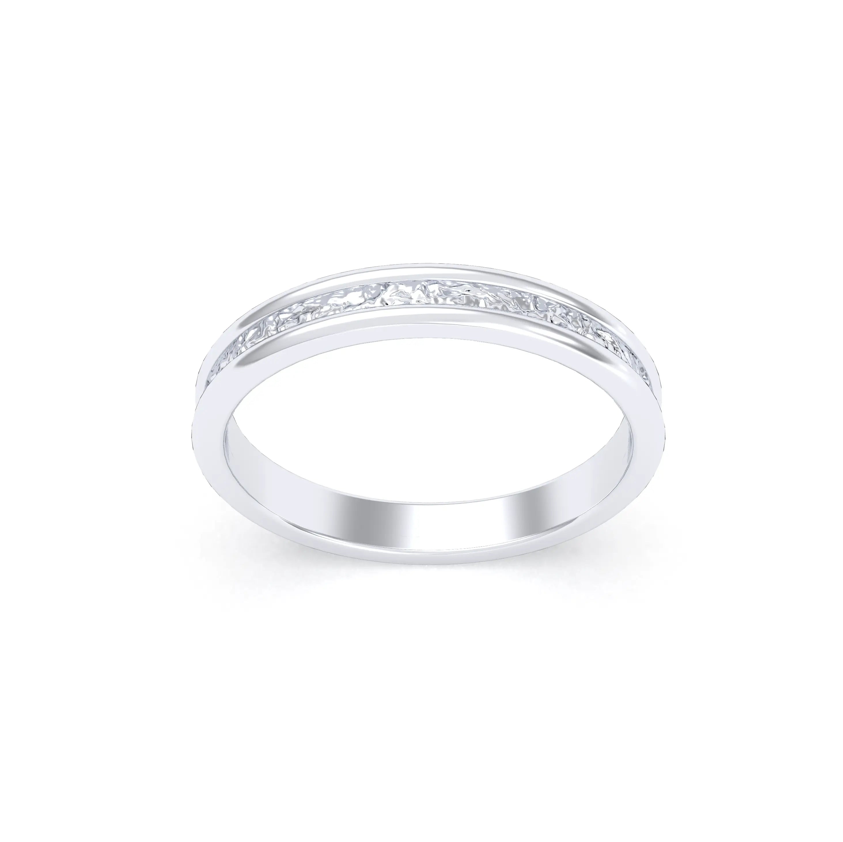 Alliance Unisson double rang à texture centrale en or blanc 18 carats