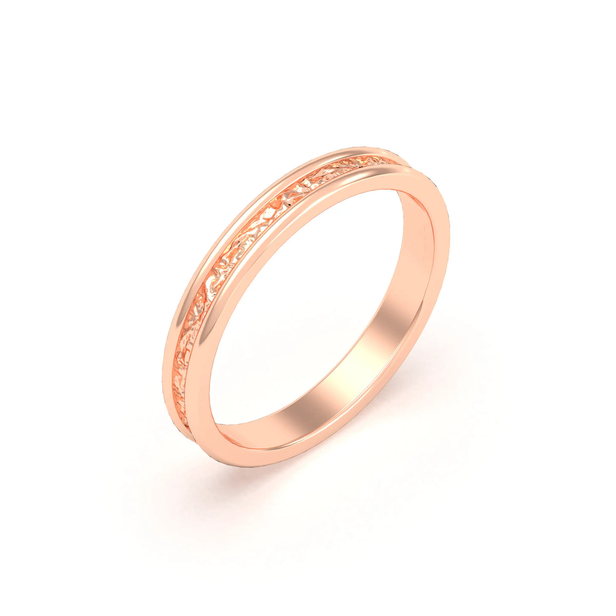 Alliance Unisson double rang à texture centrale en or rose 18 carats