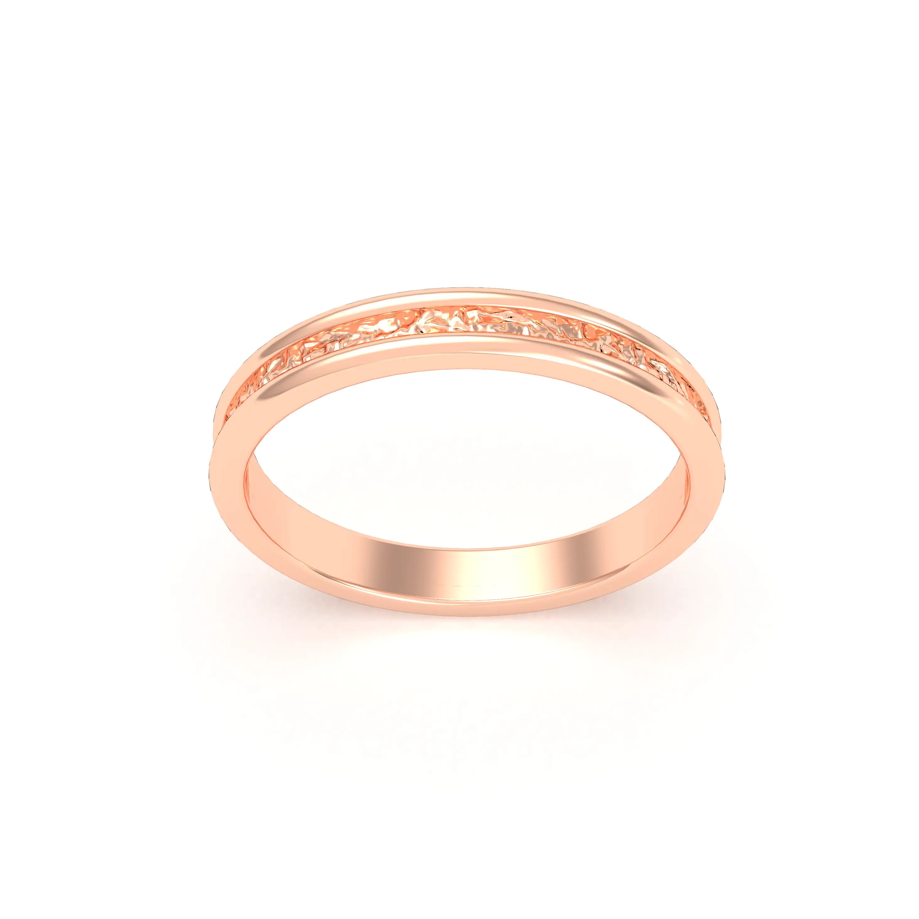 Alliance Unisson double rang à texture centrale en or rose 18 carats