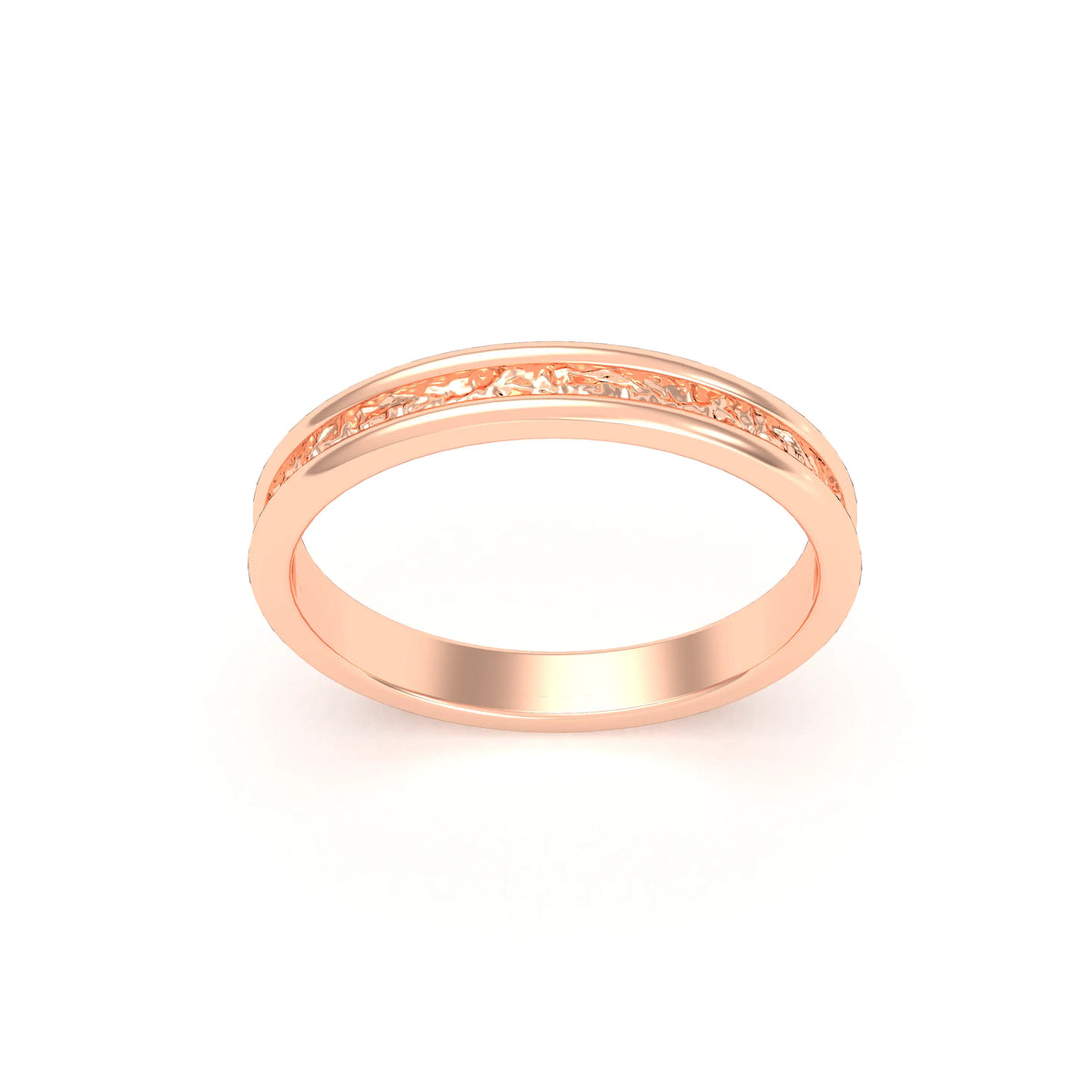 Alliance Unisson double rang à texture centrale en or rose 18 carats