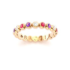alliance Neva pour femme en or rose 18 carats avec diamants spinelles roses et saphirs violets