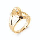 Bague ajourée deux bandes polies croisées en X en plaqué or