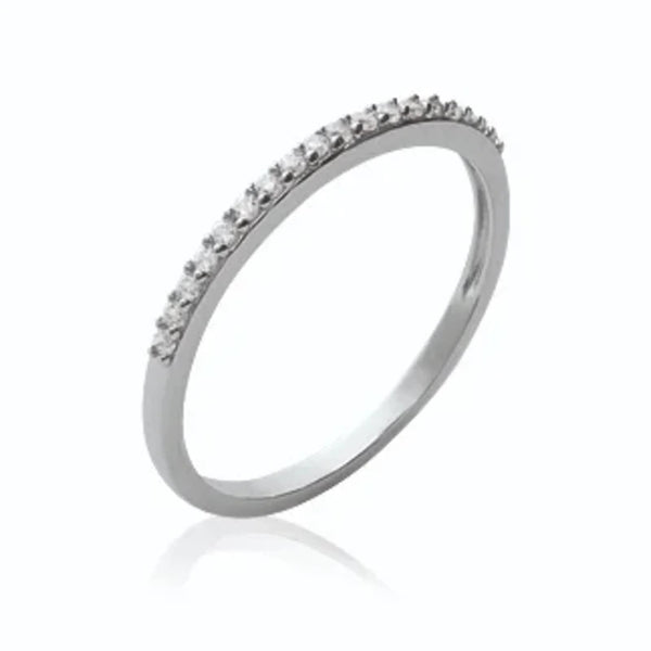 Bague alliance fine sertie de zircons en argent 925, vue de face