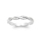 Bague alliance torsadée et brin serti de zircons en argent 925, vue de dessus