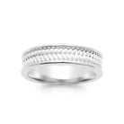 Bague anneau à bande ciselée en argent 925 rhodié homme vu de profil