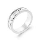Bague anneau à bande ciselée en argent 925 rhodié homme