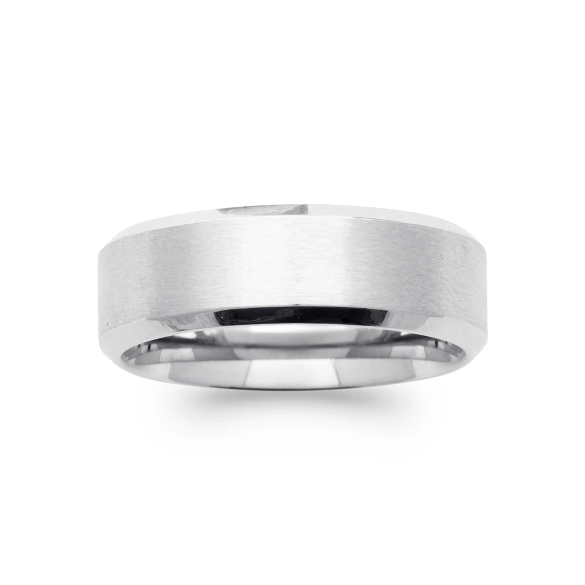 Bague anneau à bords biseautés en acier homme