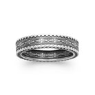Bague anneau à bords crantés en argent 925 homme vu de profil