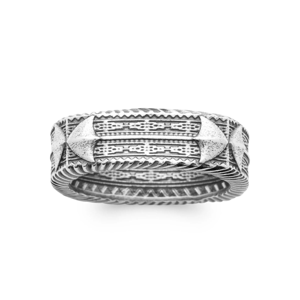 Bague anneau à bords godronnés en argent 925 homme vu de profil