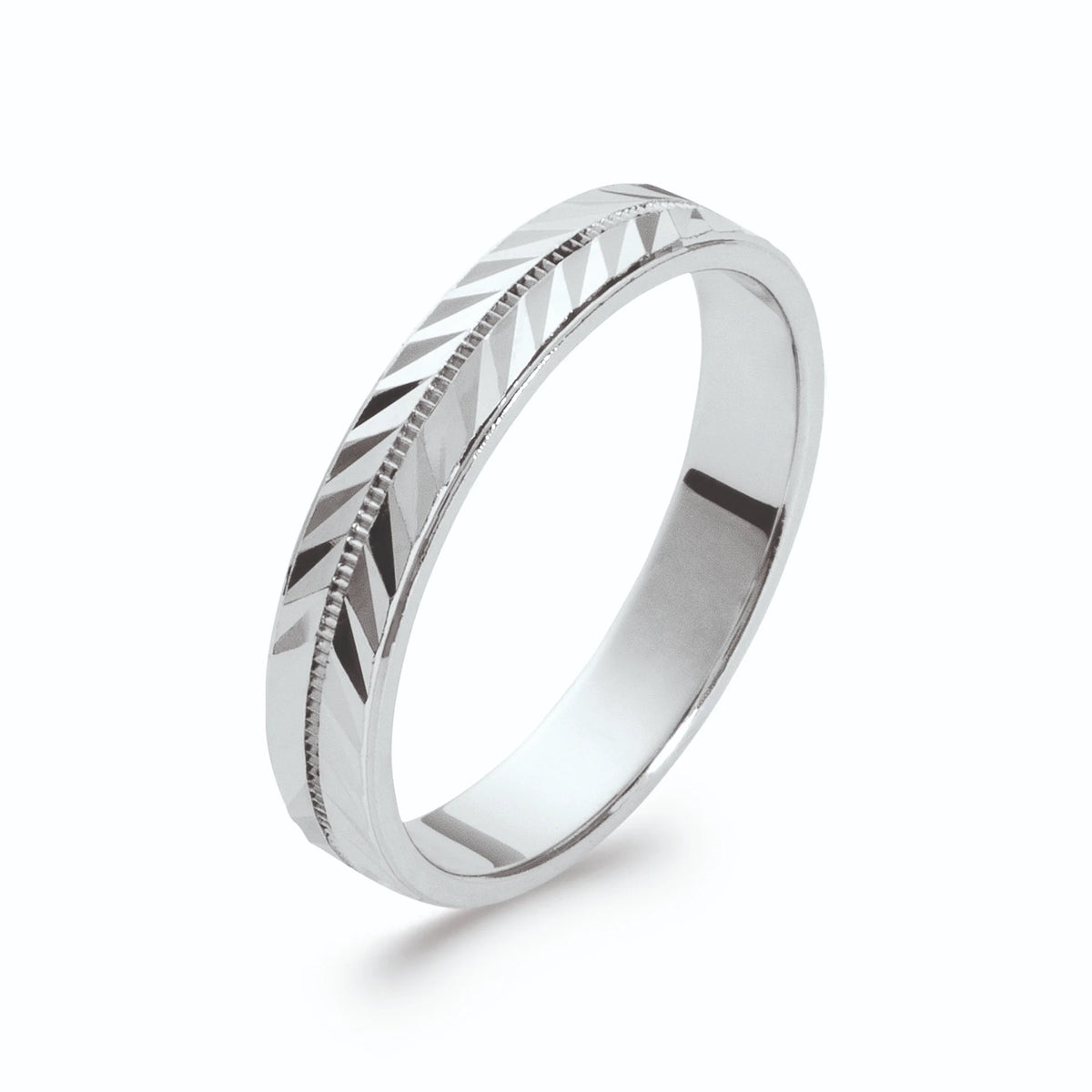 Bague anneau à chevrons diamantés en argent 925 rhodié homme
