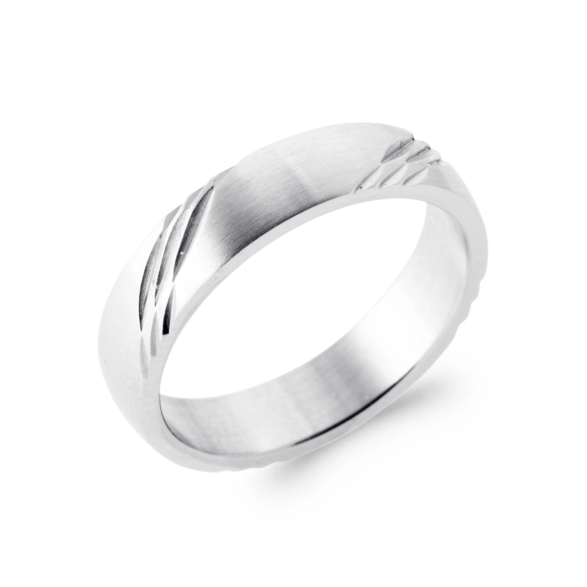 Bague anneau à double rainure oblique en acier homme