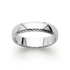 Bague anneau à entailles obliques diamantées en argent 925 rhodié homme vu de profil