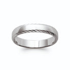Bague anneau à facettes diamantées en argent rhodié vu de profil