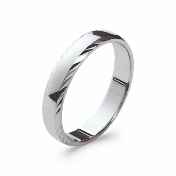 Bague anneau à facettes diamantées en argent rhodié