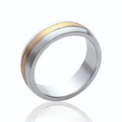 Bague anneau acier à liseré doré