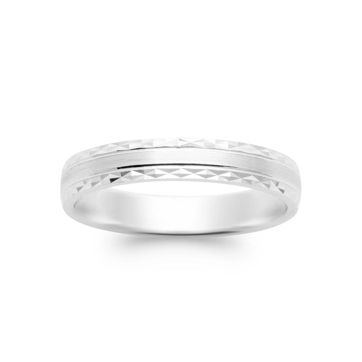 Bague anneau à bande centrale diamantée en argent 925 rhodié