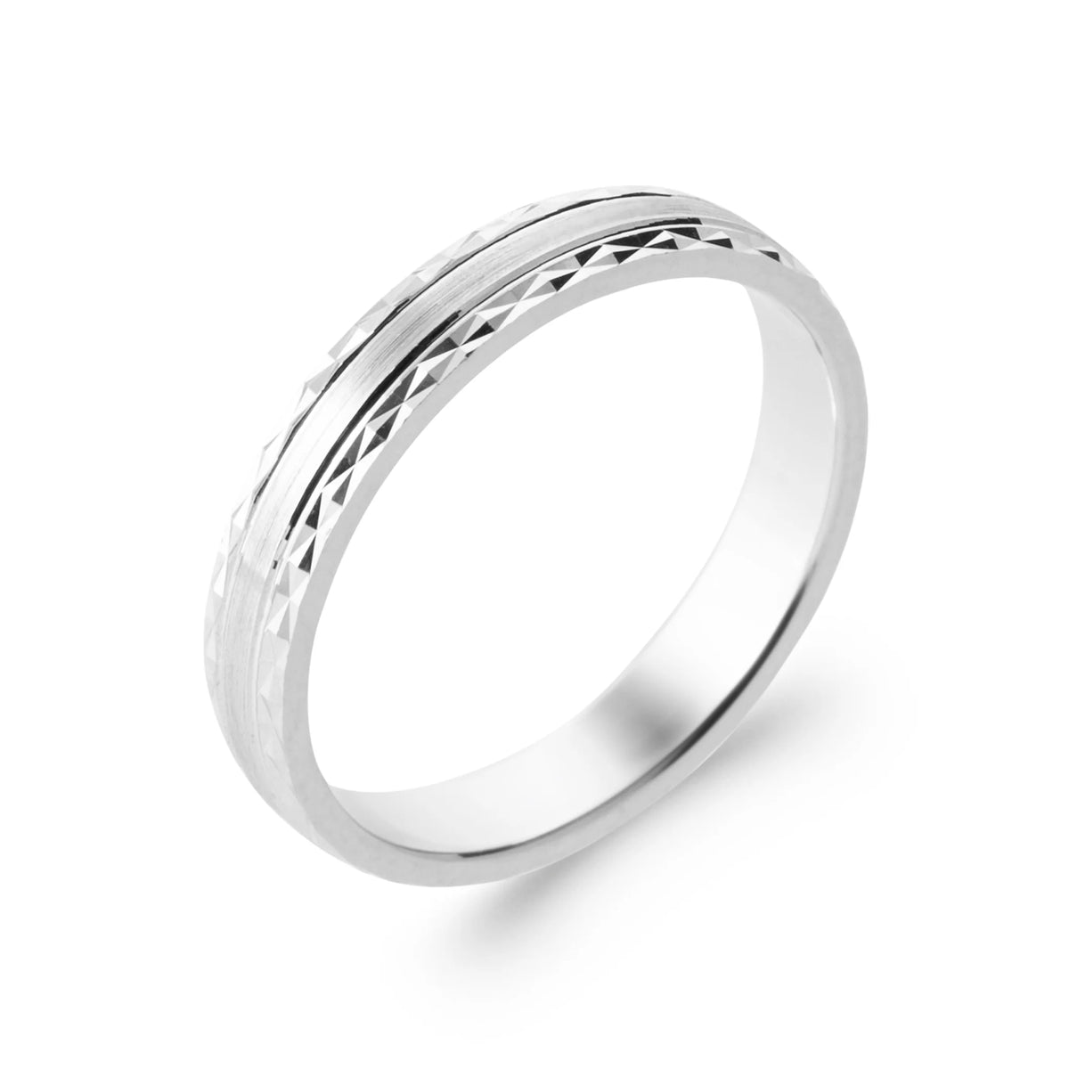 Bague anneau à bande centrale diamantée en argent 925 rhodié