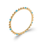 Bague anneau billes d’or et perles de laque turquoise en plaqué or