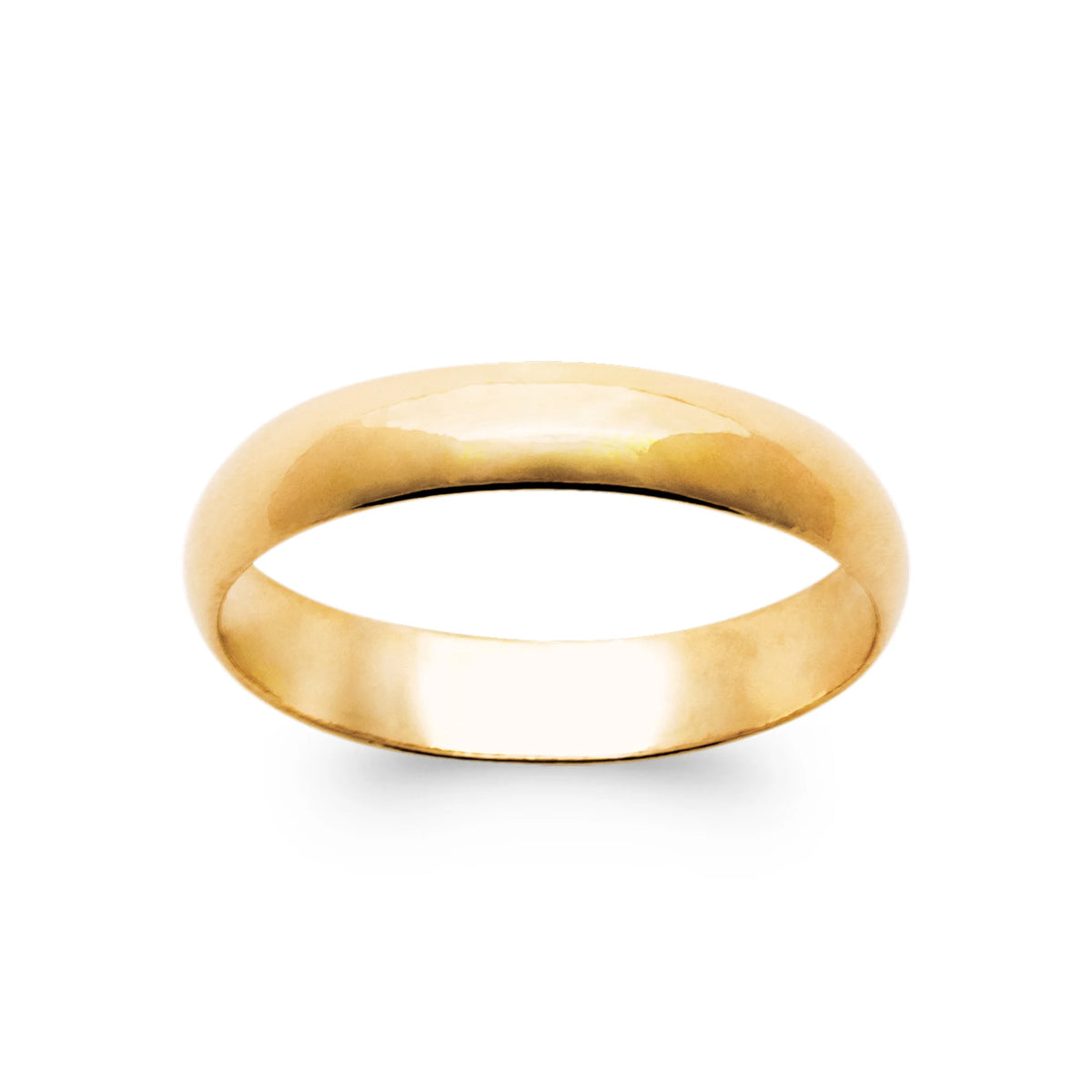 Bague anneau bombé lisse en plaqué or vu de profil