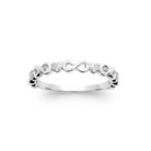 Bague anneau de boucles infinies et zircons en argent 925, vue de face